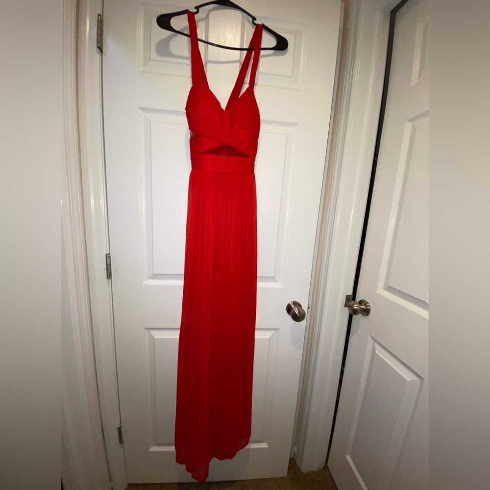 Red Cross-Back Floor Length Gown